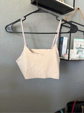 art class Cream Seamless Cropped Cami with Light Pink Straps